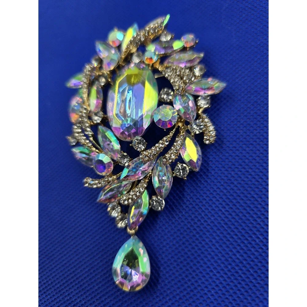 Retro‎ Shiny Glass Rhinestone Alloy Brooch, Exaggerated Coat Accessories Pin
